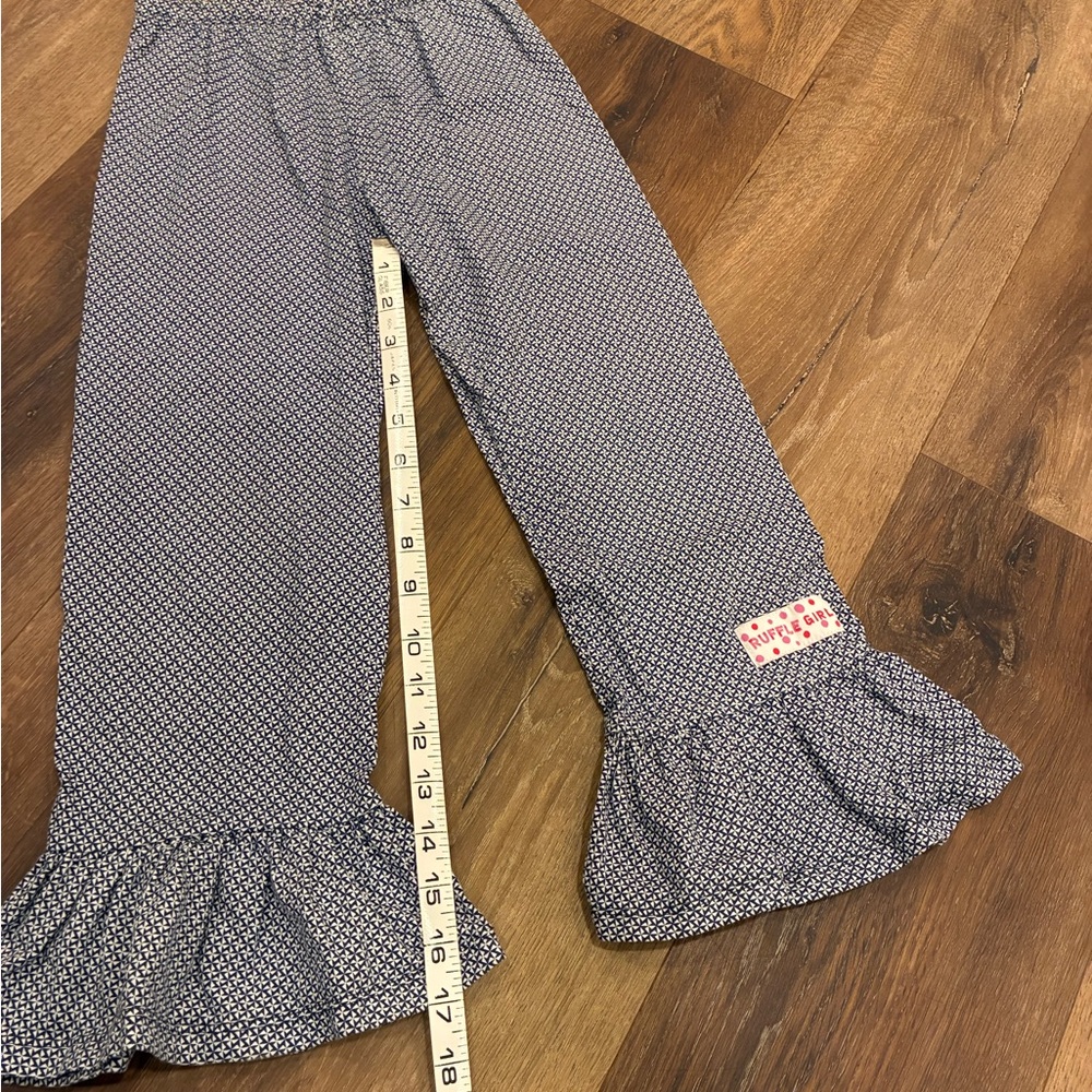 Ruffle Girl Blue White Ruffle Pants Bottoms Flare Wide Size 7 Girl - Picture 6 of 10